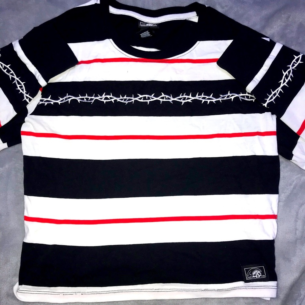 Long sleeved striped crop top